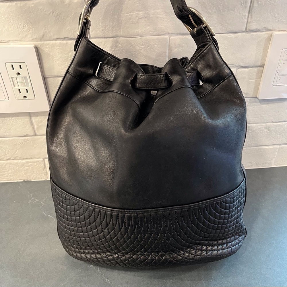 Bally vintage lamb skin leather quilted backpack bag